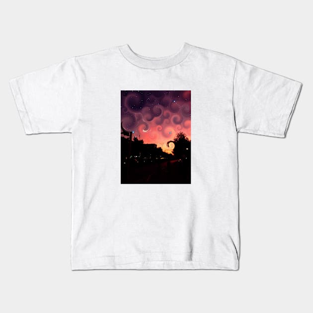 Sunset at the city Kids T-Shirt by lorena-designs